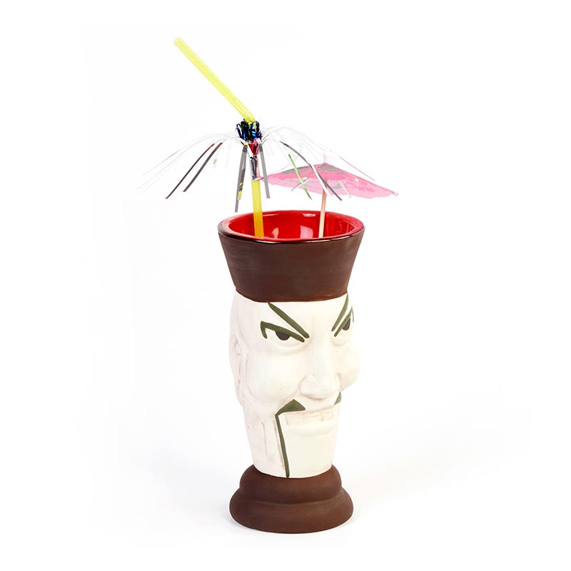 Biradlı GRV-20201 Seramik Tiki Mug Kokteyl Bardağı, 300 cc, 8x17 cm