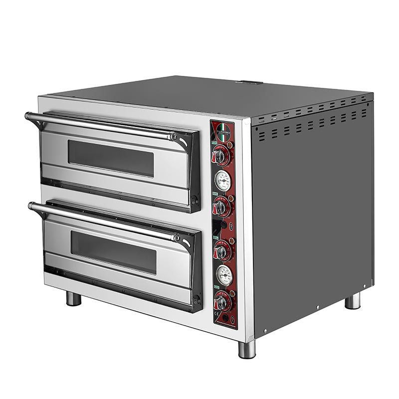 SilverInox PF-62-D 30 cm x 8 Pizza Kapasiteli Çift Katlı Pizza Fırını, Elektrikli