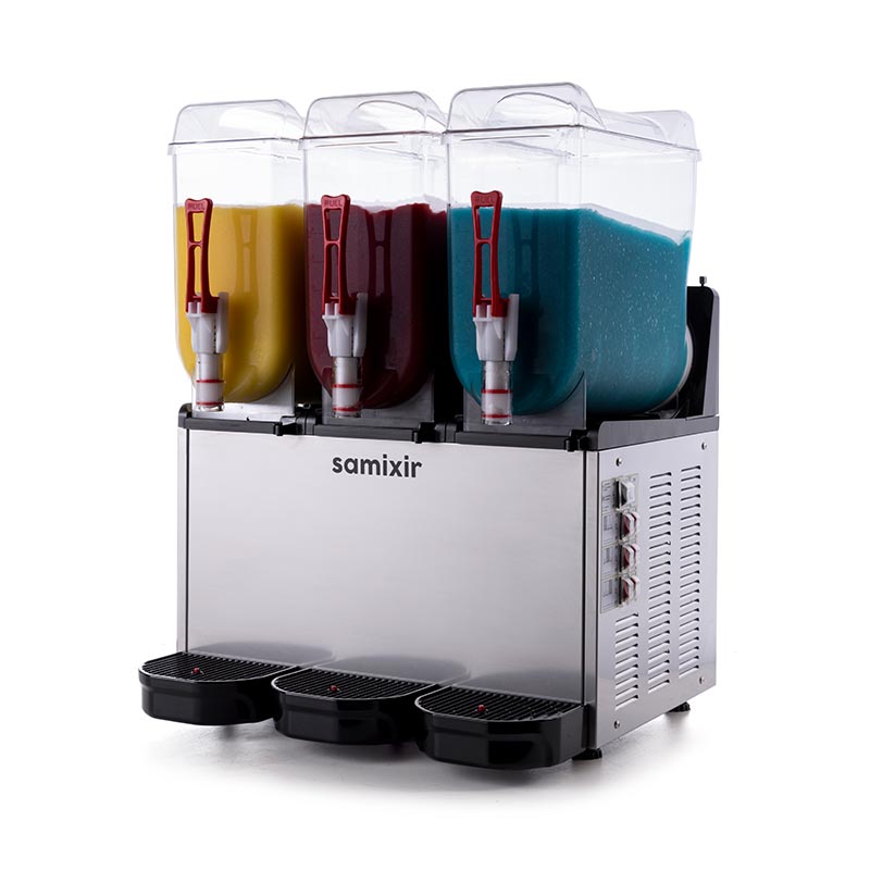 Samixir SLUSH36 Triple Ice Slush Granita Milkshake ve Soğuk Meyve Suyu Dispenseri, 12+12+12 L, Inox