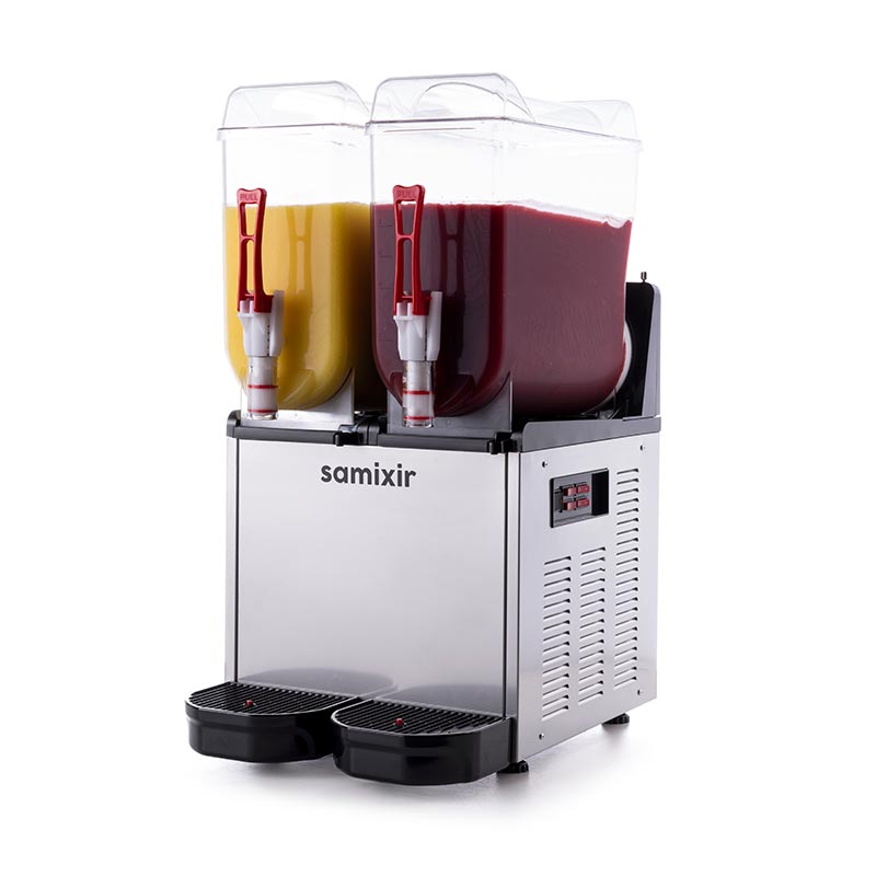 Samixir SLUSH24.I Twin Ice Slush Granita Milkshake ve Soğuk Meyve Suyu Dispenseri, 12+12 L, Inox