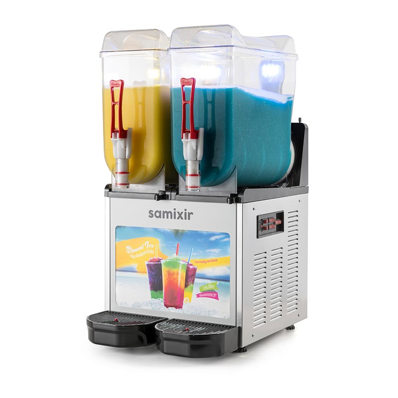 Samixir SLUSH24 Allure Twin Ice Slush Granita Milkshake ve Soğuk Meyve Suyu Dispenseri, 12+12 L, Inox