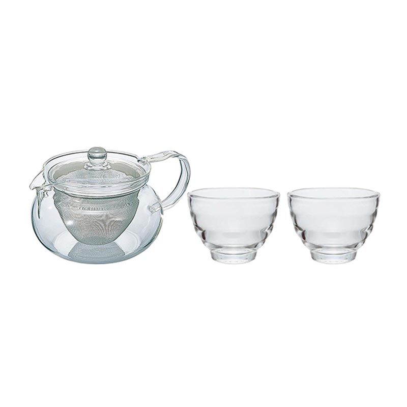 Hario Cha Cha Kyusu Maru Demlik ve 2'li Bardak Seti, 450 ml