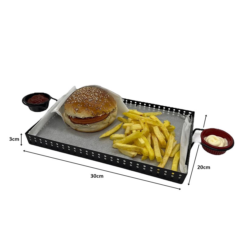 Decorelax Model-1 Metal Hamburger Sunum Tepsisi, Siyah