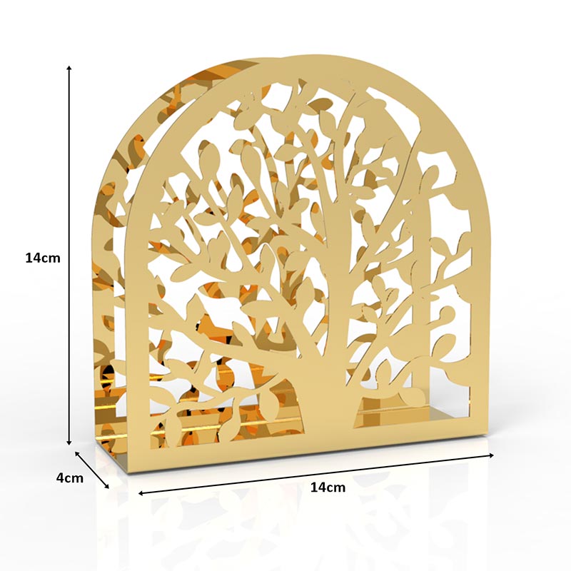 Decorelax Hayat Ağacı Temalı Metal Peçetelik, Gold