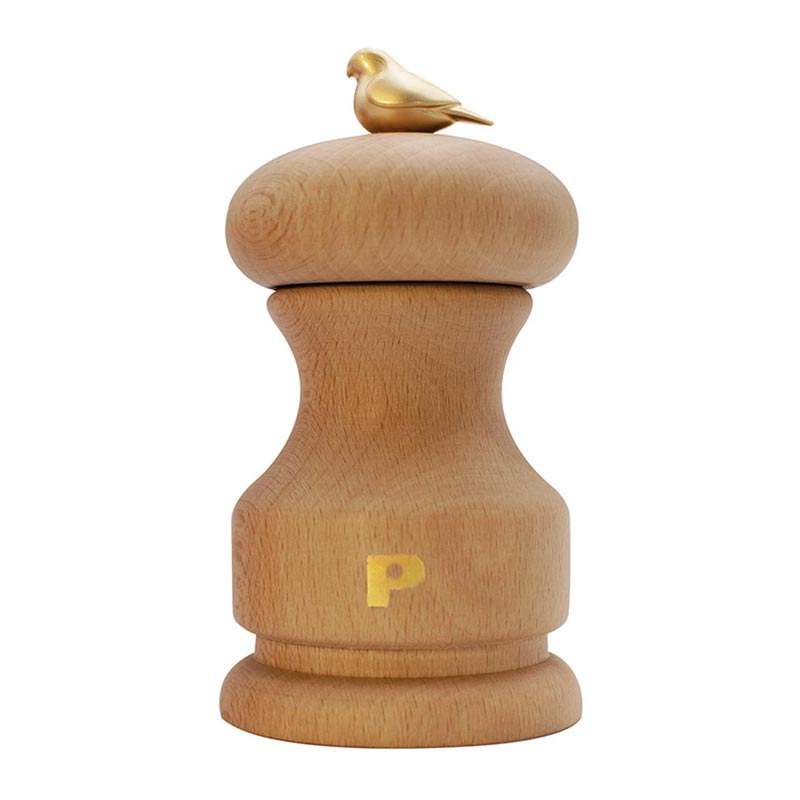 Bisetti Bird Karabiber Değirmeni, 11 cm, Doğal Ahşap