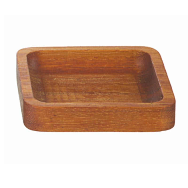 Biradlı GRV-1901 Iroko Ahşap Kare Sosluk ve Çerezlik, 12x12 cm