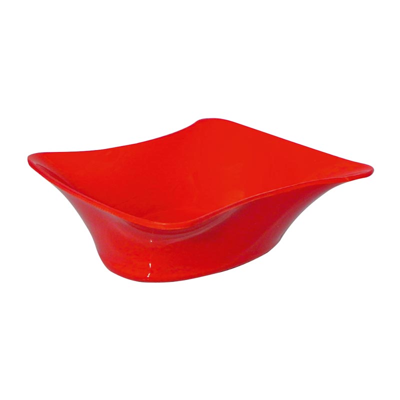 Hazan Smile Buffet Kare Çukur Tabak, Kırılmaz, 25x20.5x8.5 cm, Kırmızı