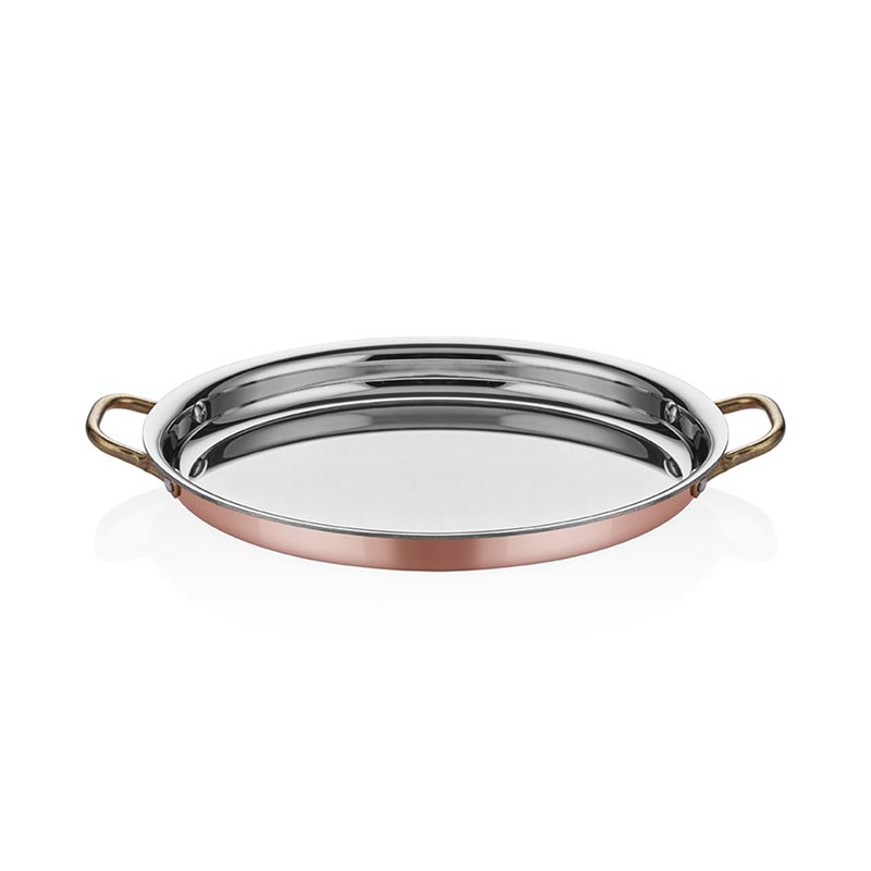 Altınbaşak Multi Metal Bakır Oval Sığ Omlet Tavası, 28x21 cm