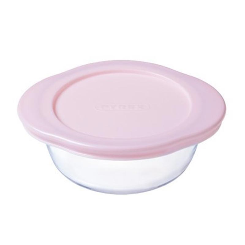 Pyrex 206PAV5/6245 Kapaklı Yuvarlak Saklama Kabı, 0.35 L, Pembe