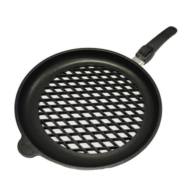 AMT 432BBQEZ20B Delikli Çıkarılabilir Saplı Döküm Barbekü Tavası, 32 cm