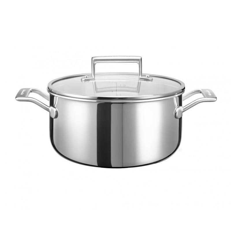 KitchenAid 3-Ply Kısa Tencere, Çelik, 24 cm