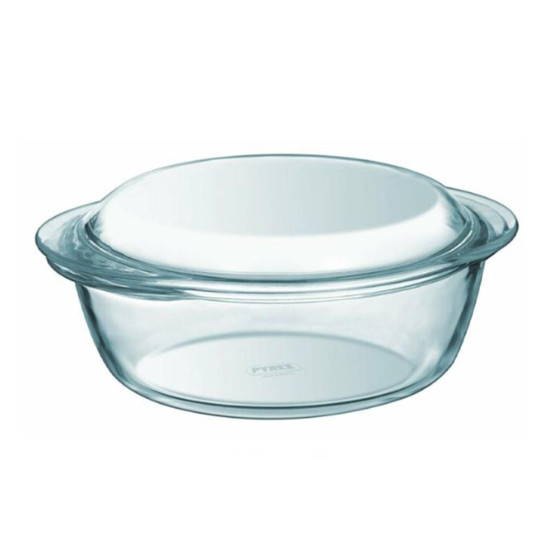 Pyrex 208A000/7743 Kapaklı Cam Yuvarlak Fırın Kabı, 3 L