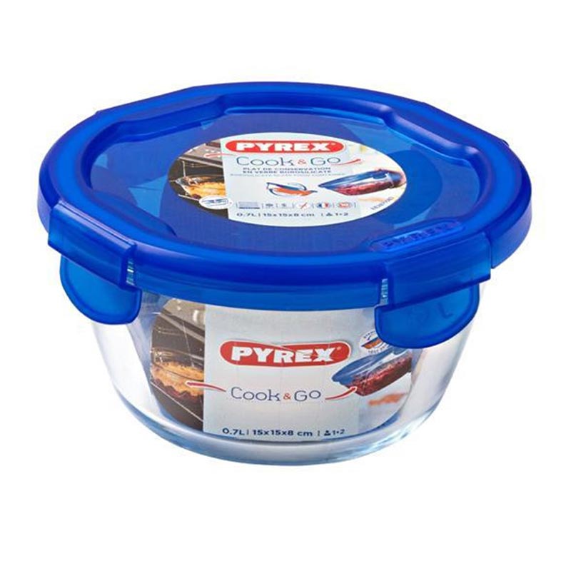 Pyrex 287PG00/7146 Kapaklı Yuvarlak Saklama Kabı, 0.7 L