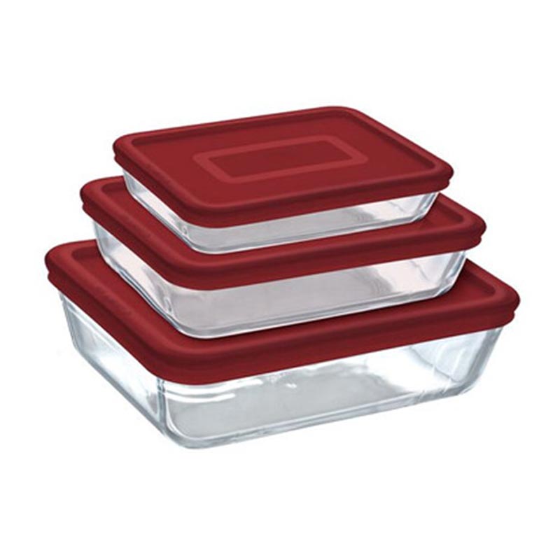 Pyrex 913S343/XX46 Dikdörtgen Kapaklı Fırın Kabı Seti, Kırmızı