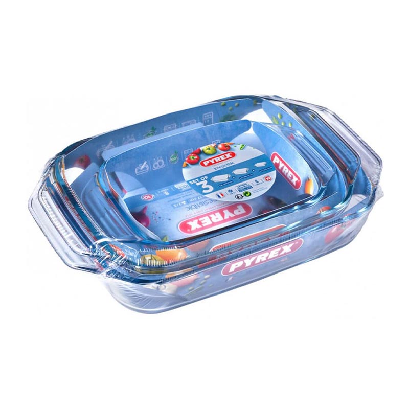 Pyrex 912S735/7143 3'lü Dikdörtgen Fırın Kabı Seti