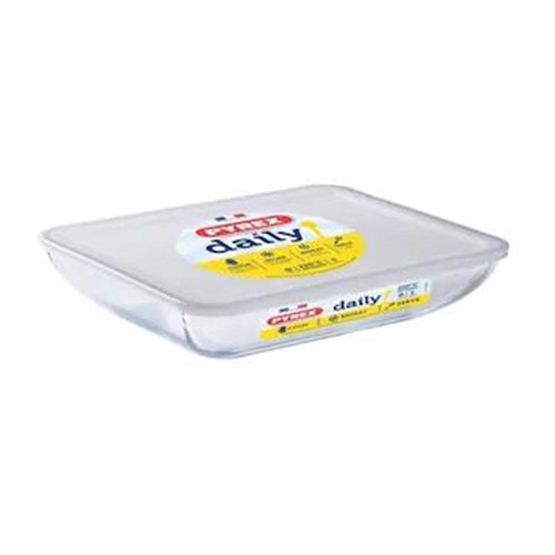 Pyrex 344P000/3043 Kapaklı Dikdörtgen Fırın Kabı, 27x22x9 cm