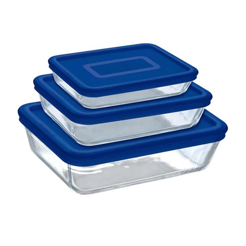 Pyrex 913S344/XX46 Dikdörtgen Kapaklı Fırın Kabı Seti, Mavi