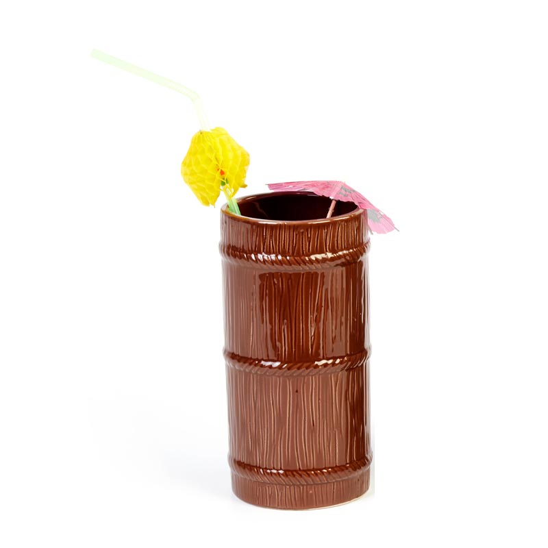 Biradlı GRV-20207 Seramik Tiki Mug Kokteyl Bardağı, 570 cc, 8x17 cm, Kahverengi