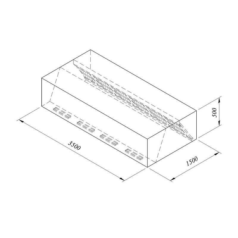 Öztiryakiler Kutu Tip Filtreli Çift Cidarlı Davlumbaz, 350x150 cm