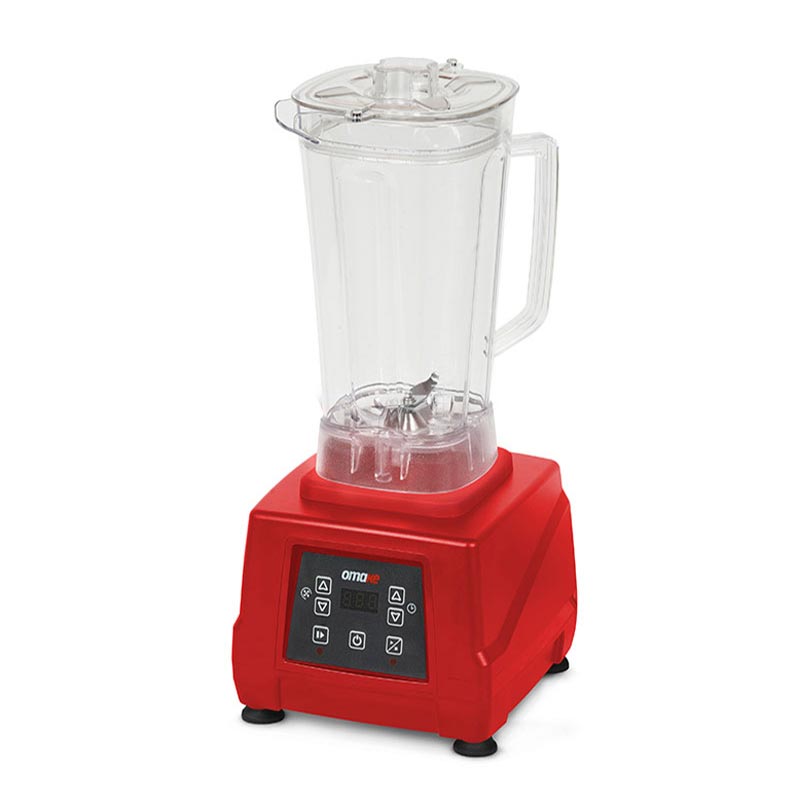 Omake BLE12.E15 Buz Kırıcı Dijital Bar Blender, Şeffaf Kapak, 3 L, 2200 W, Kırmızı