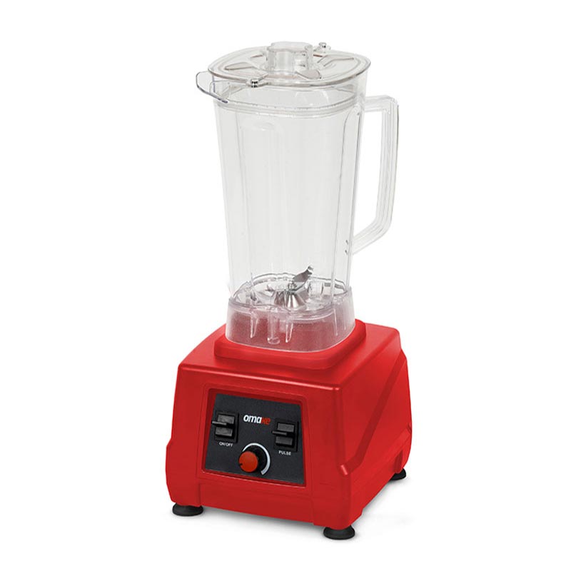 Omake BLE12.E11 Buz Kırıcı Manuel Bar Blender, Şeffaf Kapak, 3 L, 2200 W, Kırmızı