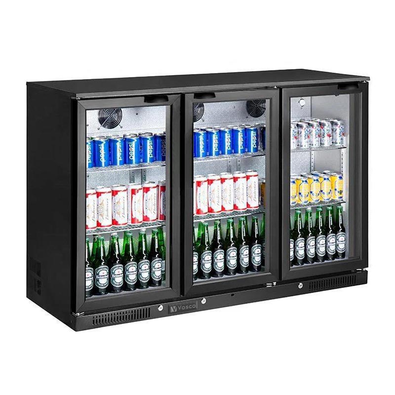 Vosco VBB-S350 3 Kapılı Bar Arkası Şişe Soğutucu Dolap, 338 L, Siyah